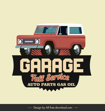 car garage sign template classical vehicle sketch