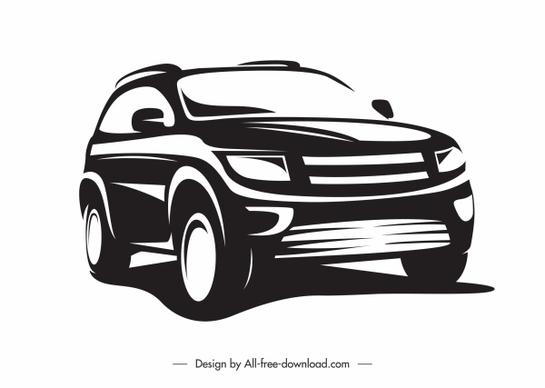 car mode icon silhouette sketch black white handdrawn