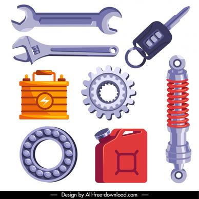 car parts design elements flat tools components sketch 