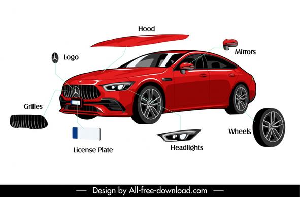 car parts rq design elements modern 3d sketch 
