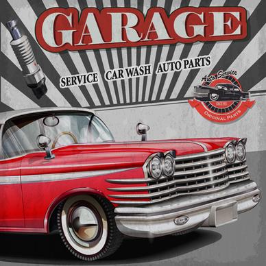 car posters vintage style vector