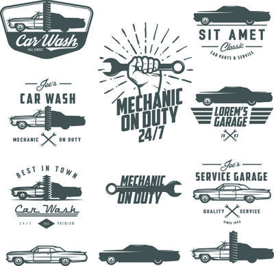 car repair vintage logos vector