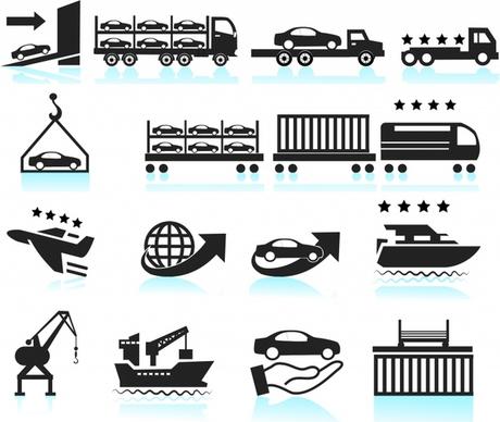 Car Shipping Delivery icon set