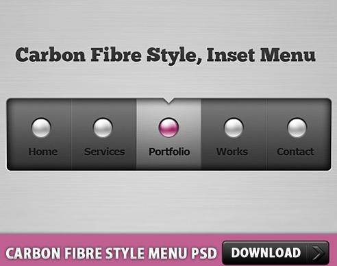 Carbon Fibre Style Menu Free PSD