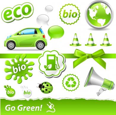 biology icons shiny modern green design