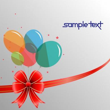 card background colorful balloon ribbons decoration