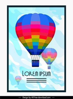 card background hot air balloon sketch colorful flat