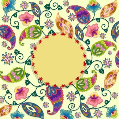 card cover template colorful flowers decor seamless border