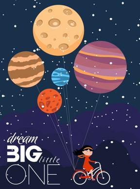 card cover template dreaming style planet girl icons