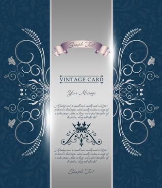 card decorative template shiny silver decor classical curves