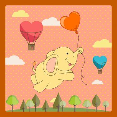 card template cute baby elephant balloon decor