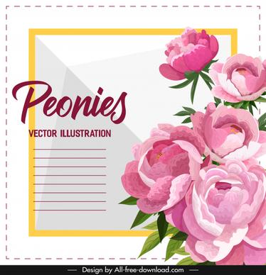 card template peonies decor colorful classical design