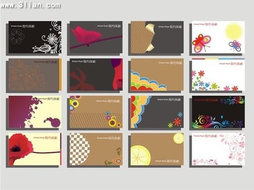 card templates collection colored nature grunge abstract themes