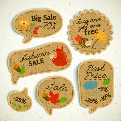cardboard autumn sale labels vector