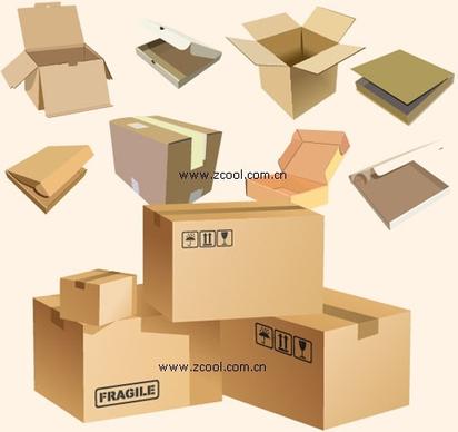 cardboard boxes blank vector