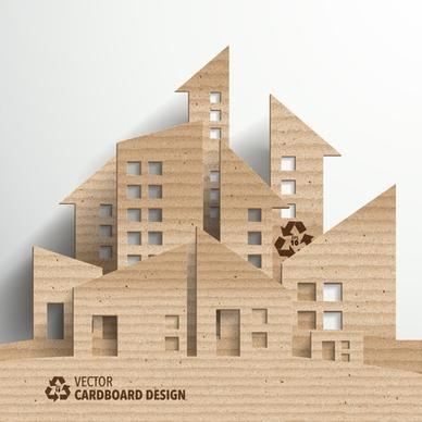 cardboard city building design vector