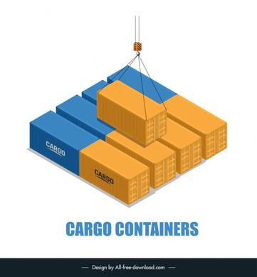 cargo containers loading design elements modern 3d sketch