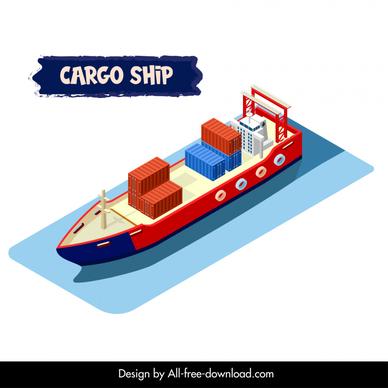cargo ship icon modern 3d sketch