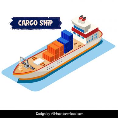 cargo ship icon modern 3d sketch