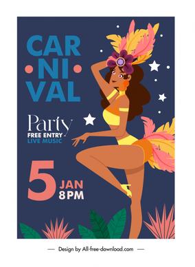 carnival party poster template woman dancer sketch 