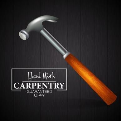 carpentry advertisement hammer icon decoration 3d dark design