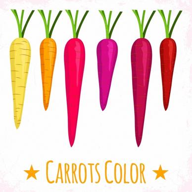 carrot background colorful icons design handdrawn sketch