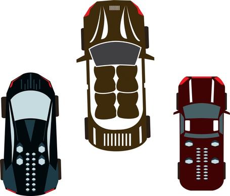 cars design sets top view and silhouettes style
