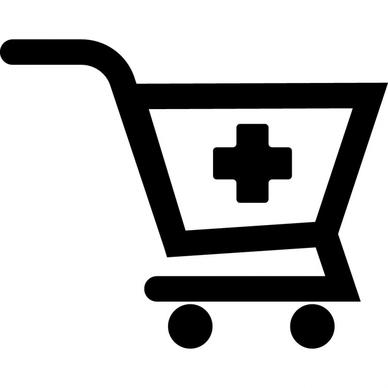 cart plus sign icon flat geometric silhouette outline 
