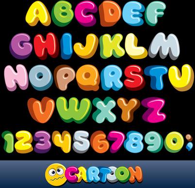 cartoon alphabet with numbers colored vector