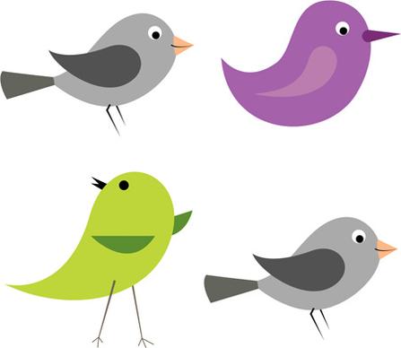 cartoon birds icons vector and photoshop brushes
