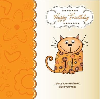 birthday card cover template cute handdrawn cat sketch