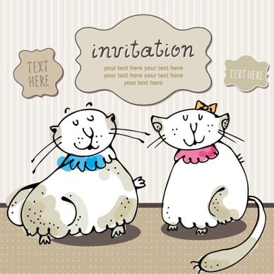 cartoon cat cards 02 vector