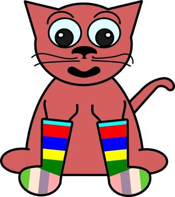 Cartoon Cat In Rainbow Socks clip art