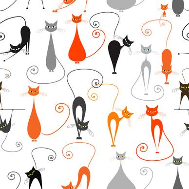 cartoon cat seamless pattern vector graphic