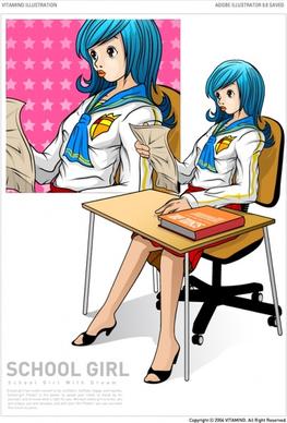 cartoon character female student vector