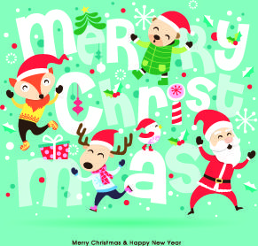 cartoon christmas and new year background vector
