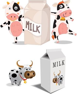 cartoon cow vector milk cartons and