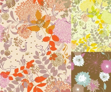 flowers pattern sets colorful classical design
