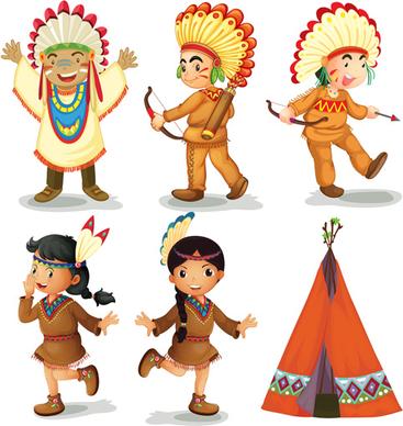 cartoon indigenous people vector