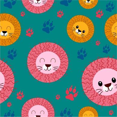 cartoon lions and footprints design with funny style