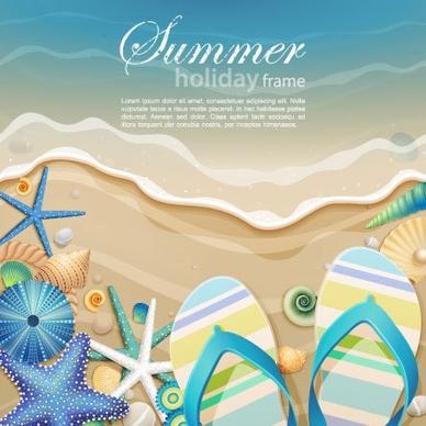 summer banner sea elements sketch bright colorful modern