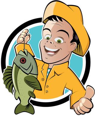 cartoon of fishing design vector set