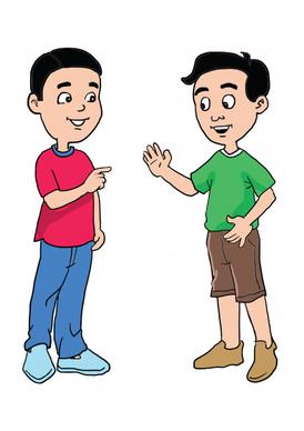 cartoon of two boys friendly talking