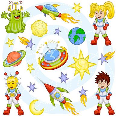 cartoon outer space pattern vector