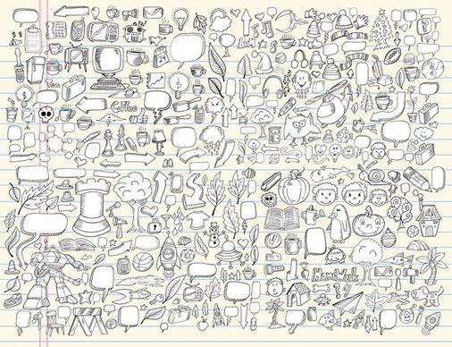 doodles background template classical handdrawn symbols shapes