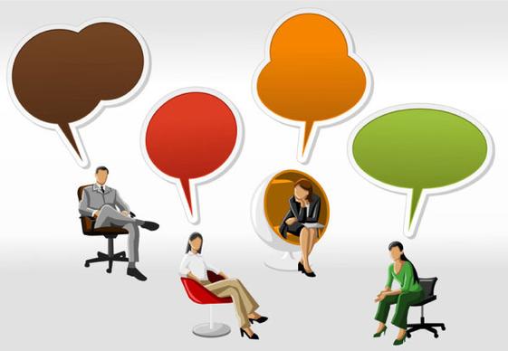 cartoon people and speech bubbles vector graphics