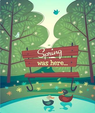 cartoon spring natural scenery vector background