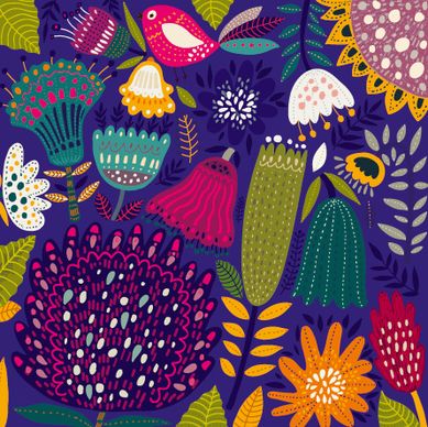 cartoon spring tropical pattern background