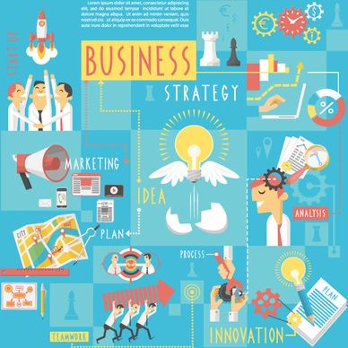 cartoon style business information map vector