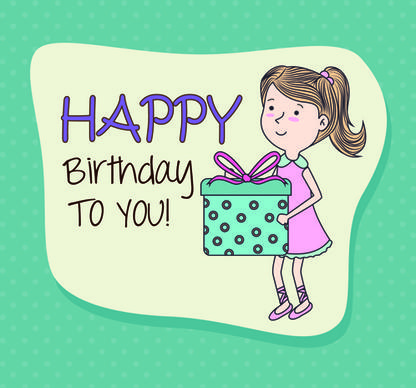 cartoon style happy birthday greeting card template